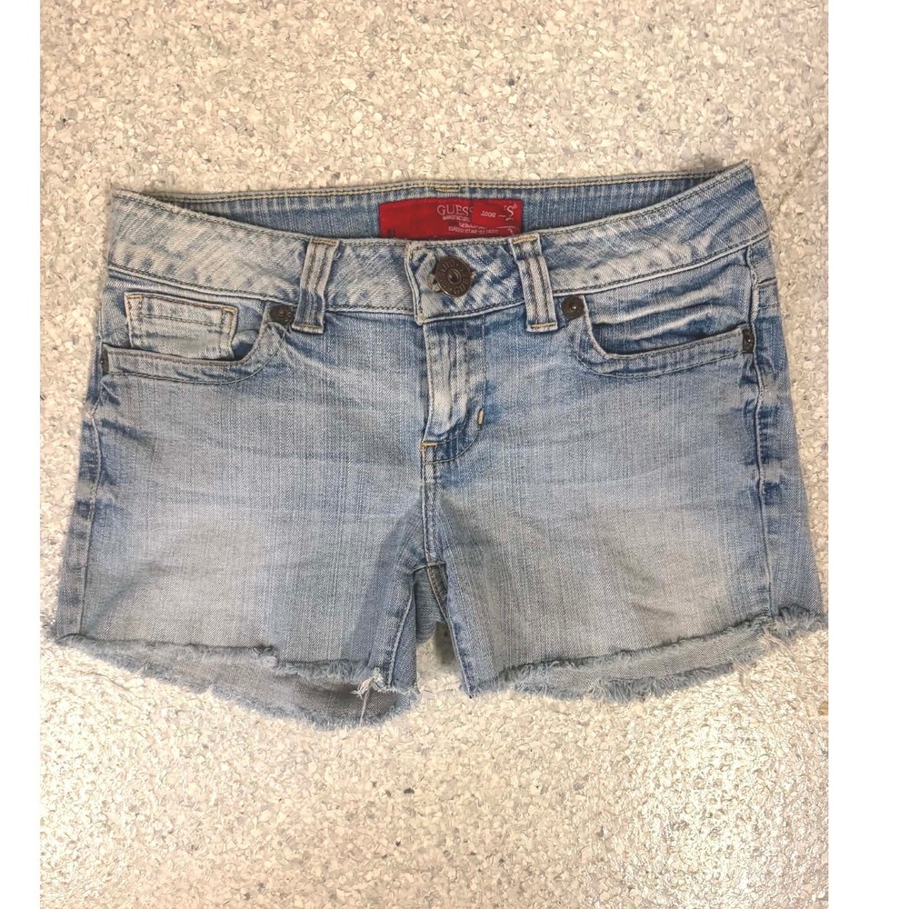 Guess Daredevil Low Rise Cutoff Denim Shorts Y2K Light Wash Size 29